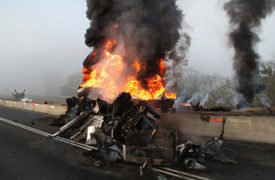 Tractor-Trailer, Tour Bus Crash in Central NY; 1 Dead, 46 Hospitalized