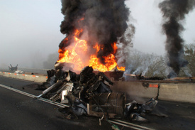 Tractor-Trailer, Tour Bus Crash in Central NY; 1 Dead, 46 Hospitalized